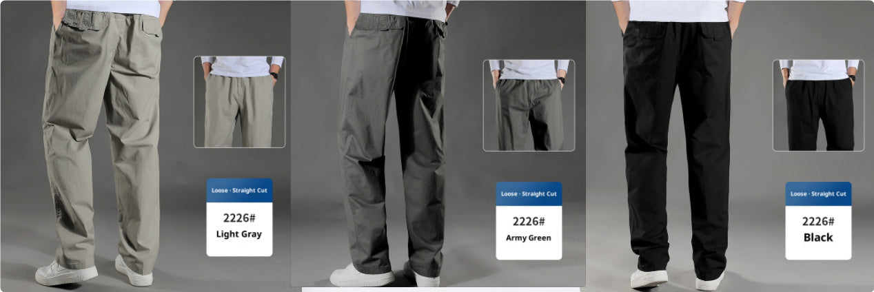 Men's Overalls Cotton Loose Casual Pants Straight Trousers
