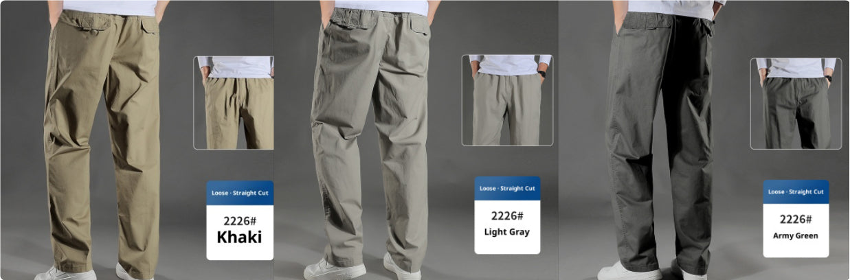 Men's Overalls Cotton Loose Casual Pants Straight Trousers