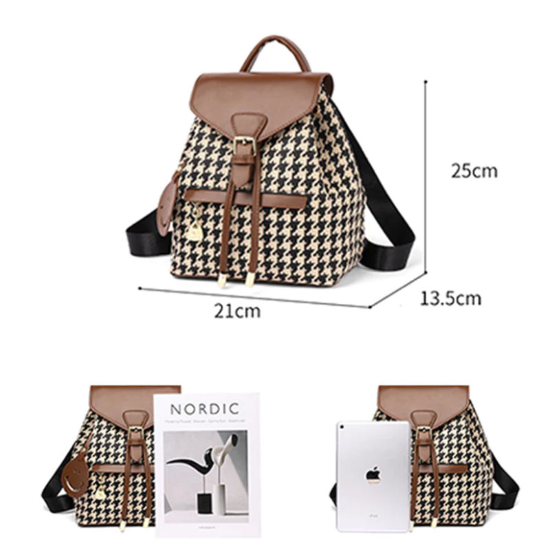 Houndstooth Backpack for Women