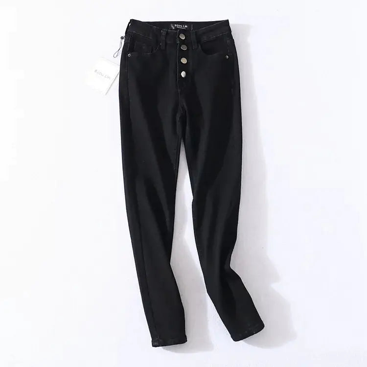 High-Waisted Stretch Denim Skinny Pants for Women
