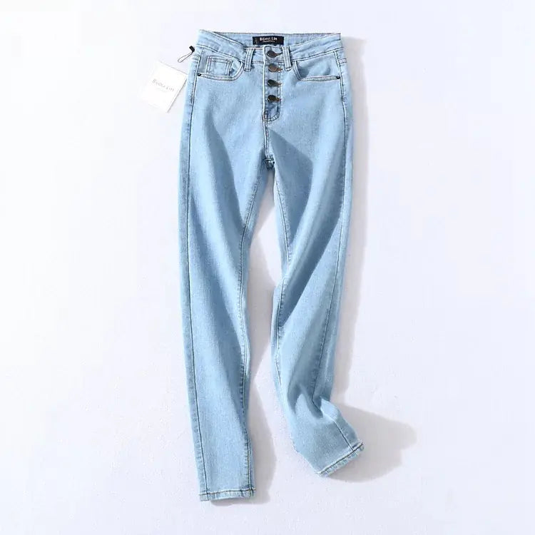 High-Waisted Stretch Denim Skinny Pants for Women