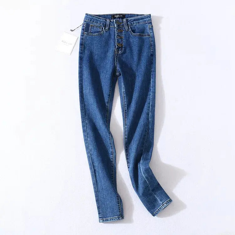 High-Waisted Stretch Denim Skinny Pants for Women