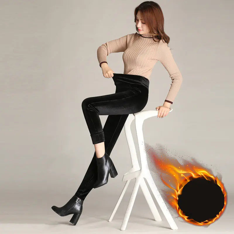 High Waisted Velvet Leggings