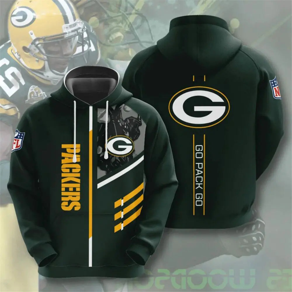 Men's NFL 3D Digital Print Hoodie – Loose Fit Fan Sweatshirt