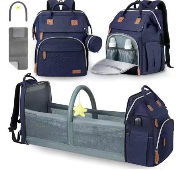 Large Capacity Mother & Baby Backpack – Stylish Diaper Bag for Moms