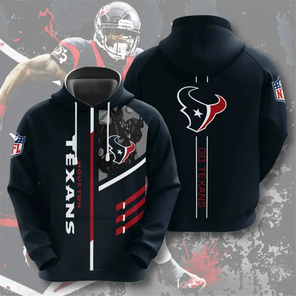 Men's NFL 3D Digital Print Hoodie – Loose Fit Fan Sweatshirt
