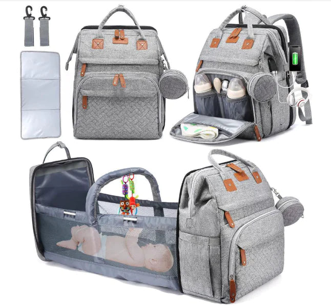 Large Capacity Mother & Baby Backpack – Stylish Diaper Bag for Moms