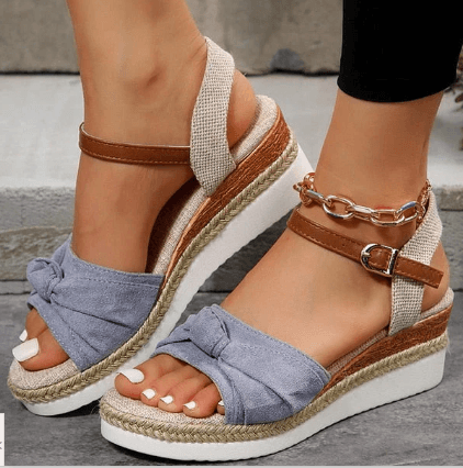 WOLFF Orthopedic Wedge Sandals with Bow Detail (One Pair)