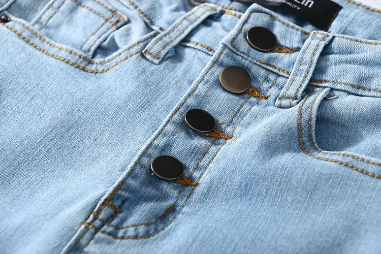 High-Waisted Stretch Denim Skinny Pants for Women