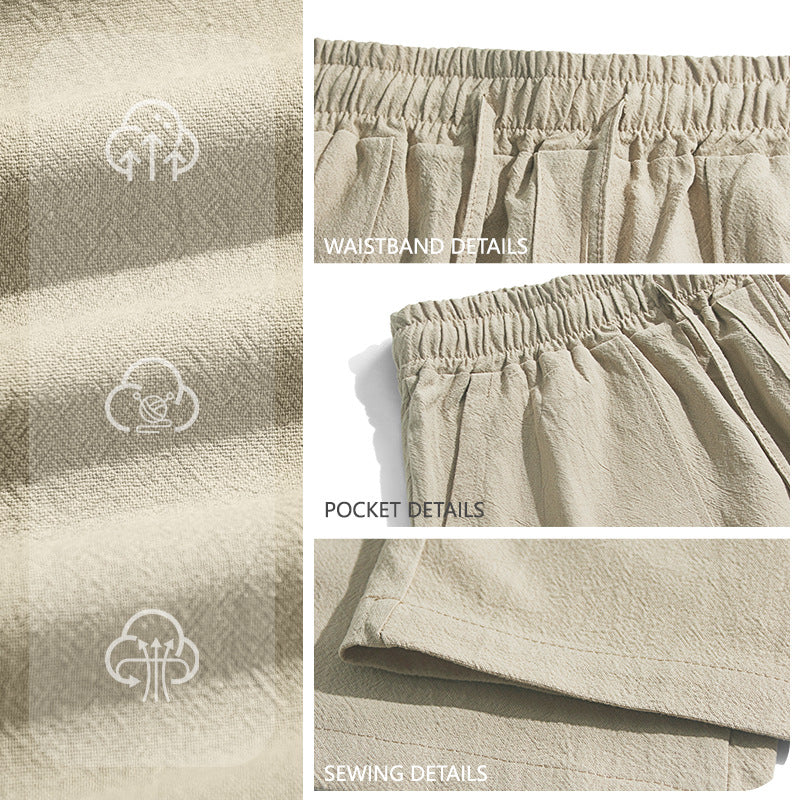 Men's Simple Cotton-Linen Loose-Flowing Wide-Leg Casual Instagram-Style Trousers