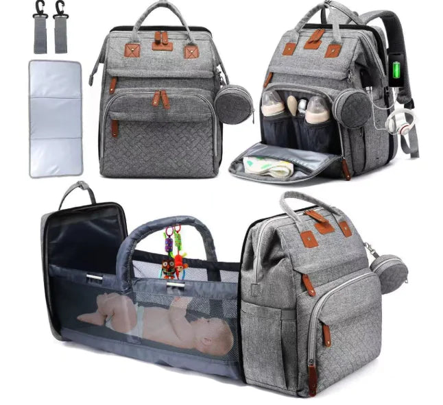 Large Capacity Mother & Baby Backpack – Stylish Diaper Bag for Moms