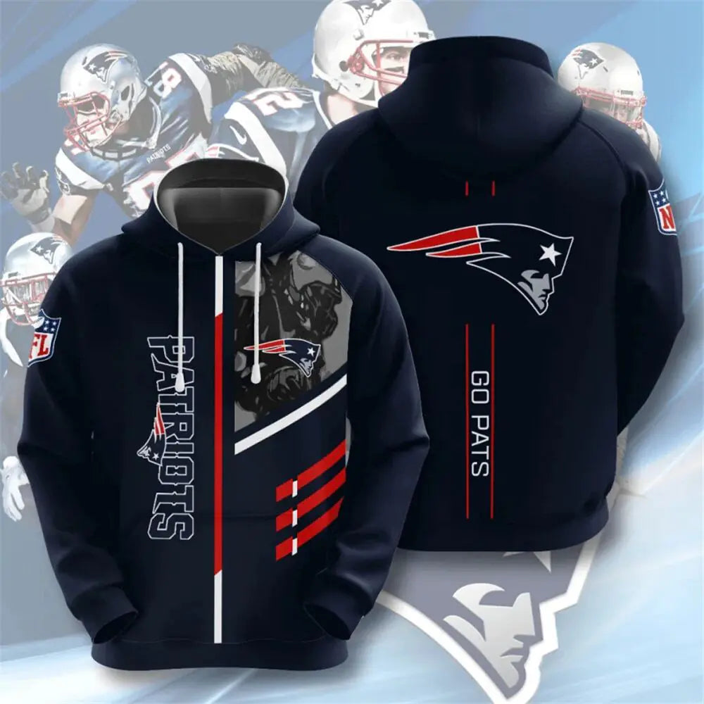 Men's NFL 3D Digital Print Hoodie – Loose Fit Fan Sweatshirt