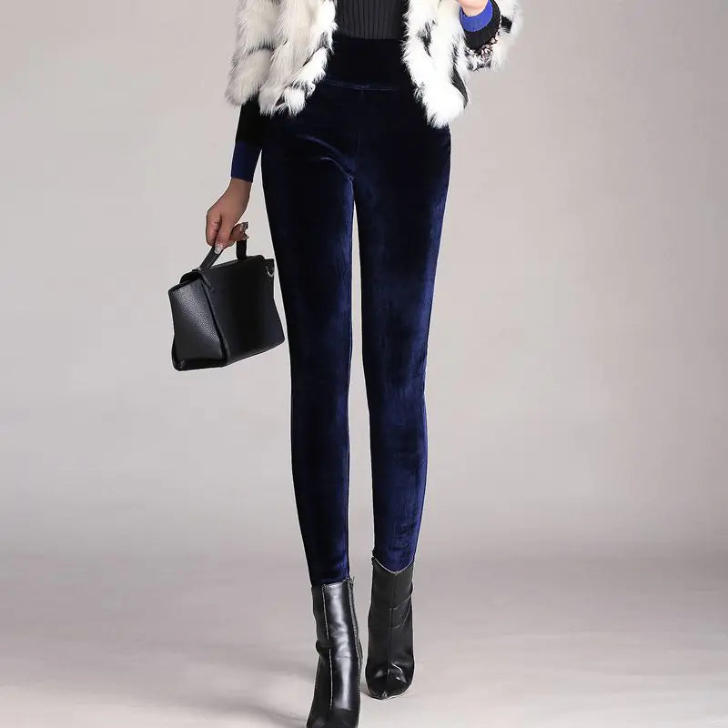 High Waisted Velvet Leggings