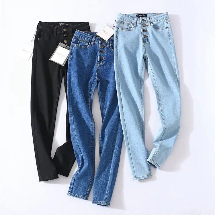 High-Waisted Stretch Denim Skinny Pants for Women