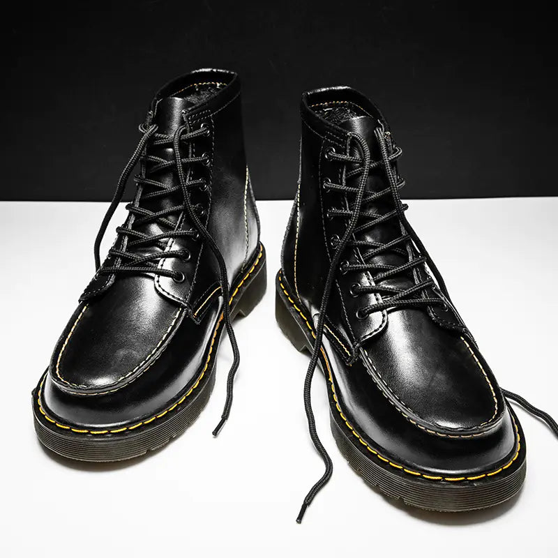 Men's High-Top Cowhide Martin Trendy Tooling Boots