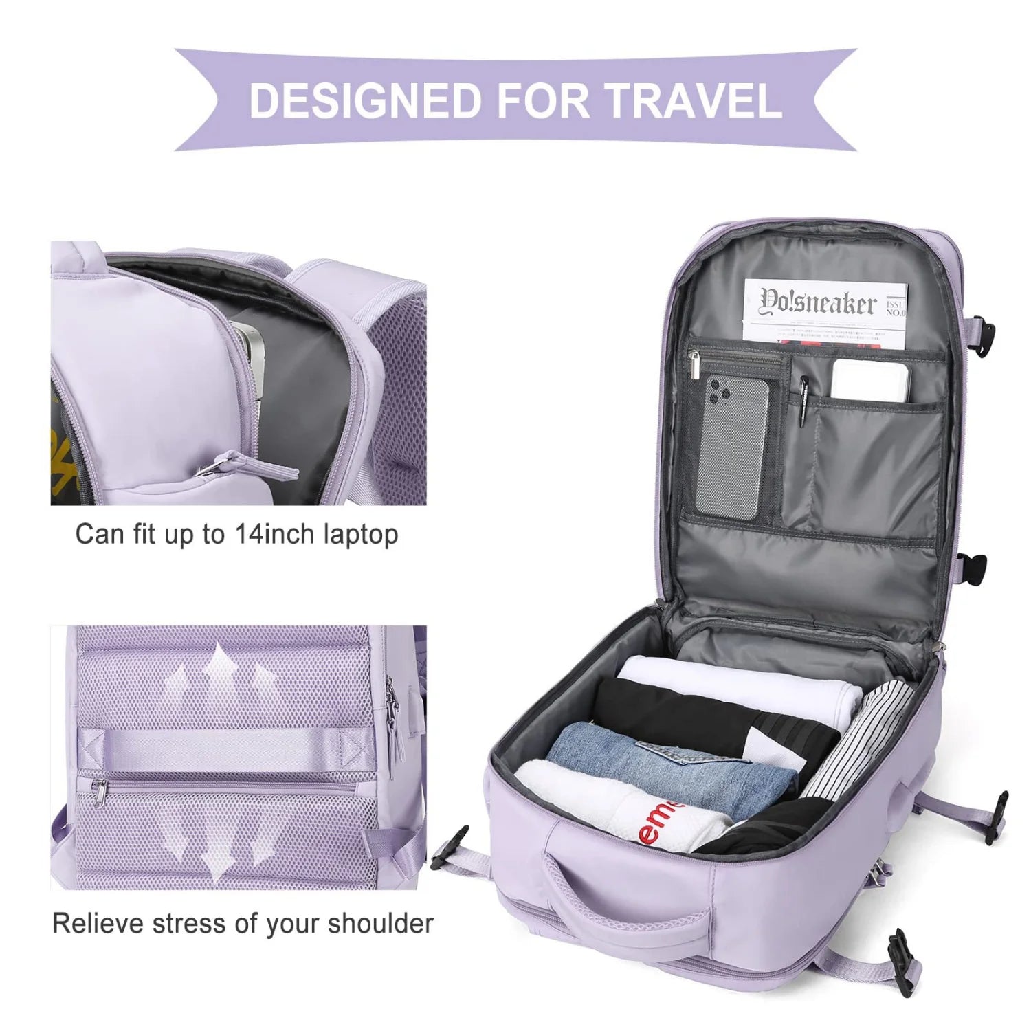 Large Capacity Women's Travel Backpack with USB Charging