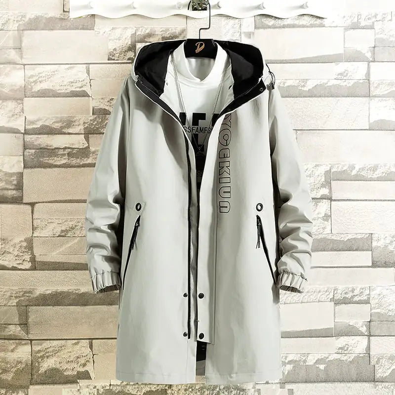 Men's Casual Mid-Length Thin Loose Windbreaker Jacket