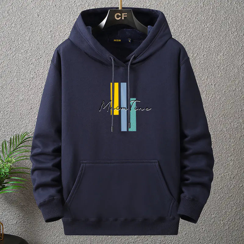 Men's Plus Size Thick Fleece Hoodie in Blue (12XL)
