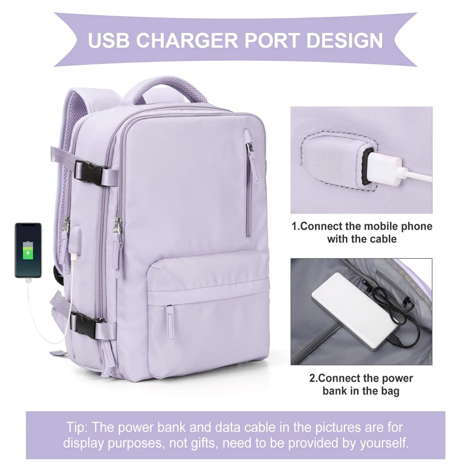 Large Capacity Women's Travel Backpack with USB Charging