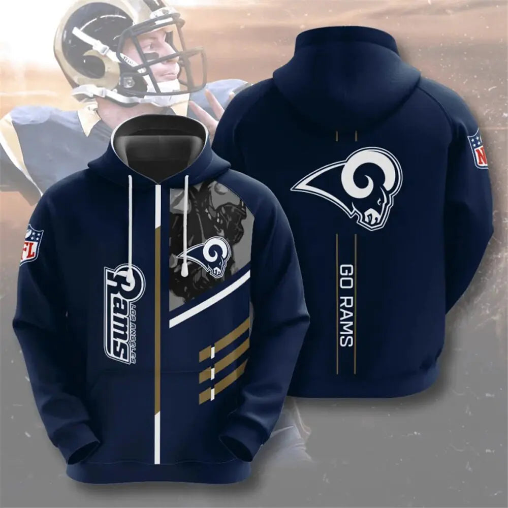 Men's NFL 3D Digital Print Hoodie – Loose Fit Fan Sweatshirt