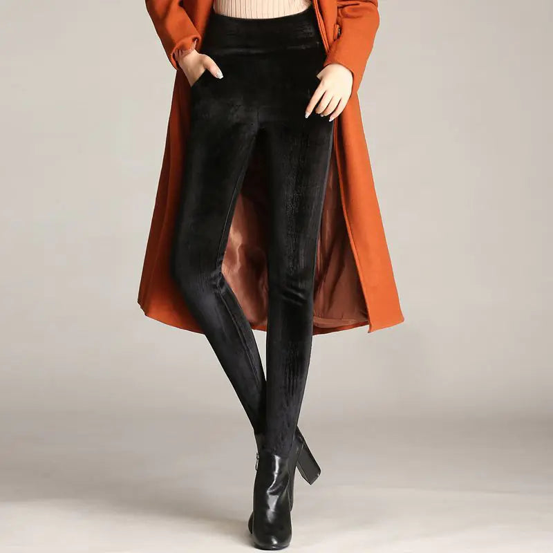 High Waisted Velvet Leggings