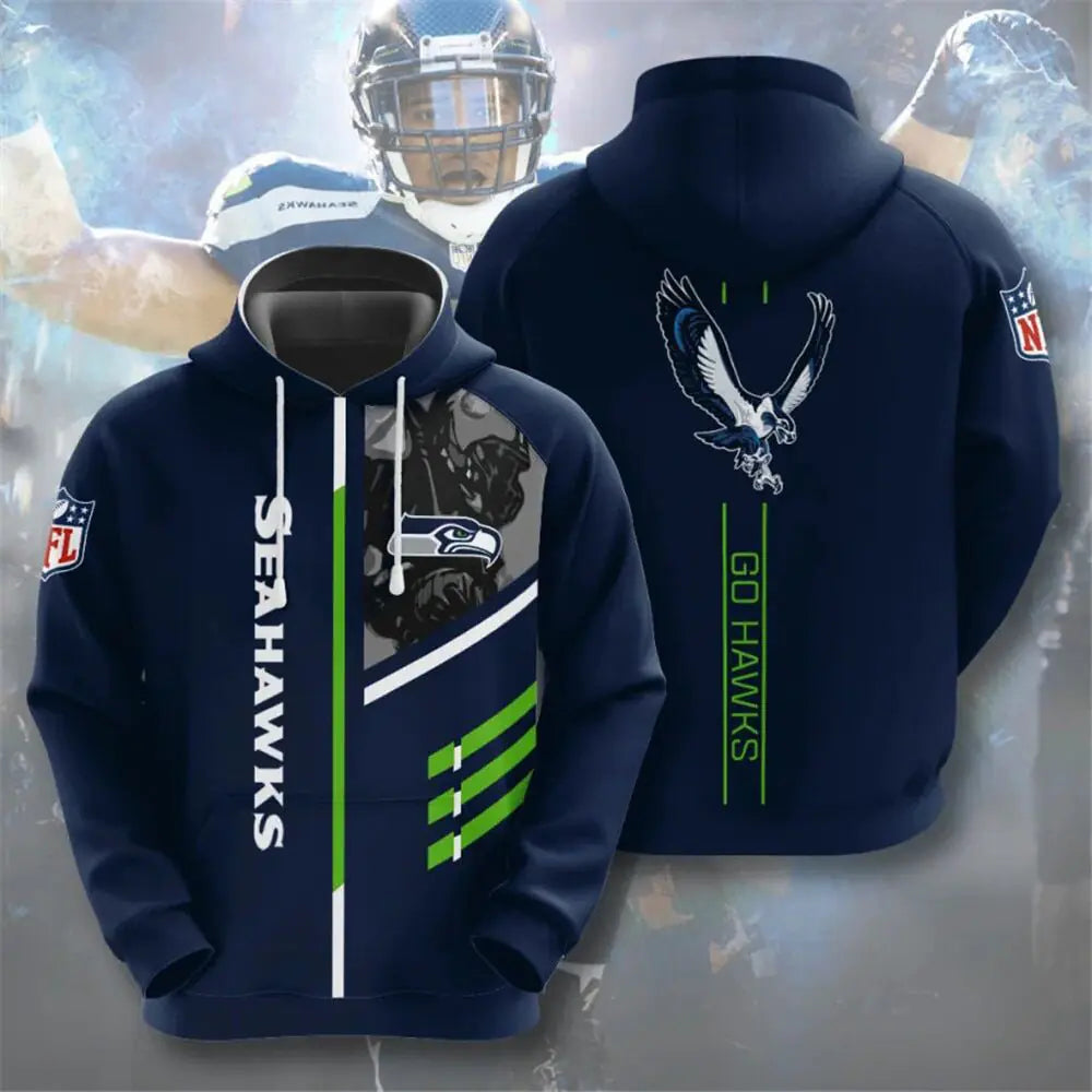Men's NFL 3D Digital Print Hoodie – Loose Fit Fan Sweatshirt