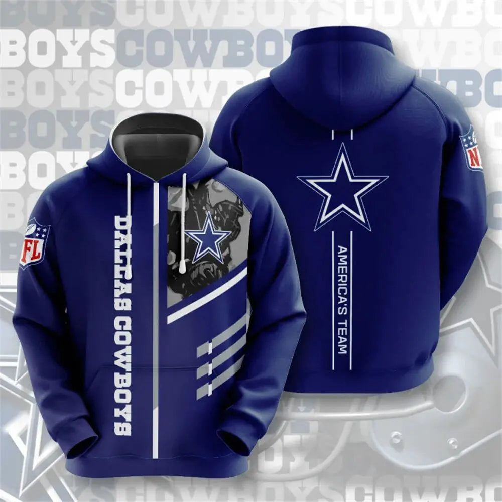 Men's NFL 3D Digital Print Hoodie – Loose Fit Fan Sweatshirt