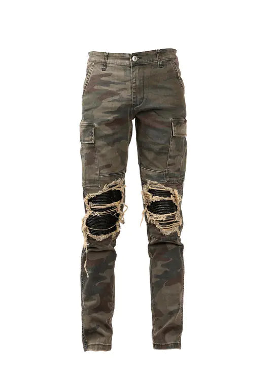 Camouflage Washed Ripped Jeans