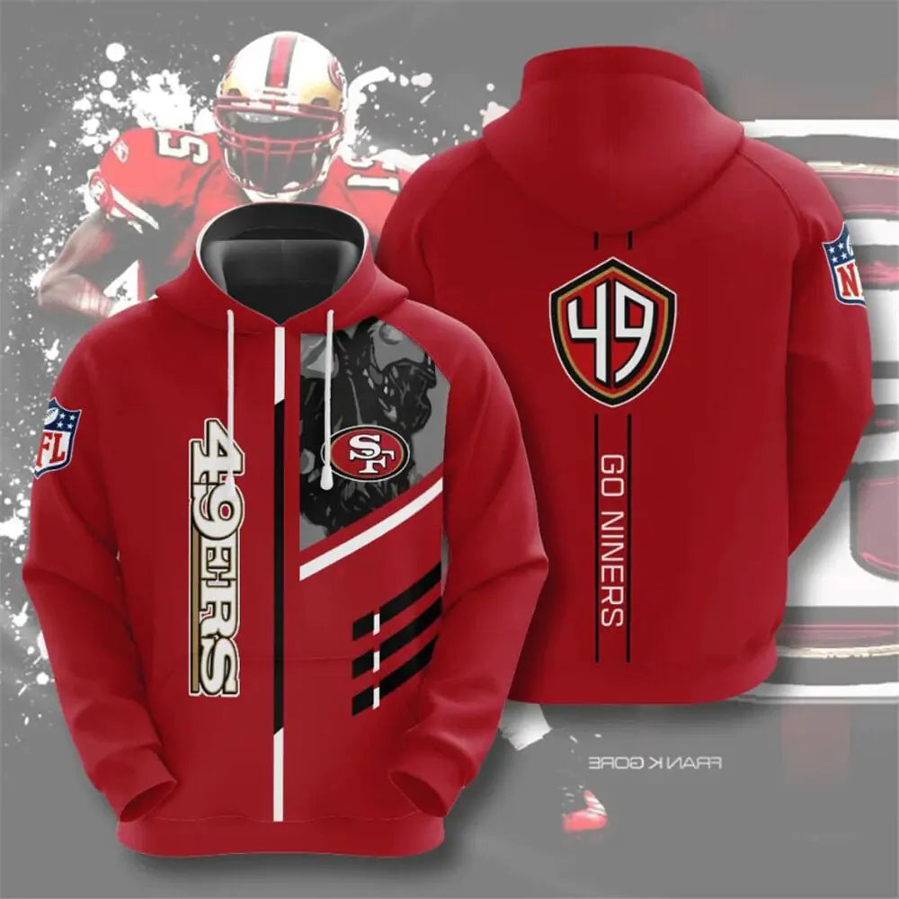 Men's NFL 3D Digital Print Hoodie – Loose Fit Fan Sweatshirt